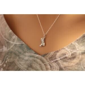 Sterling Silver Cowboy Boot Necklace, Cowboy Boot Necklace, Cowboy Necklace